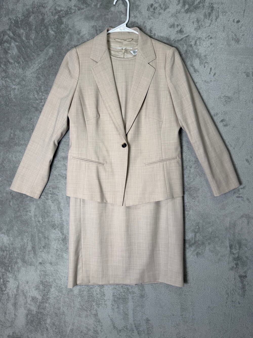 Max Mara Made In Italy 2 Piece Dress Suit Set Single Button Blazer Dress Set 12